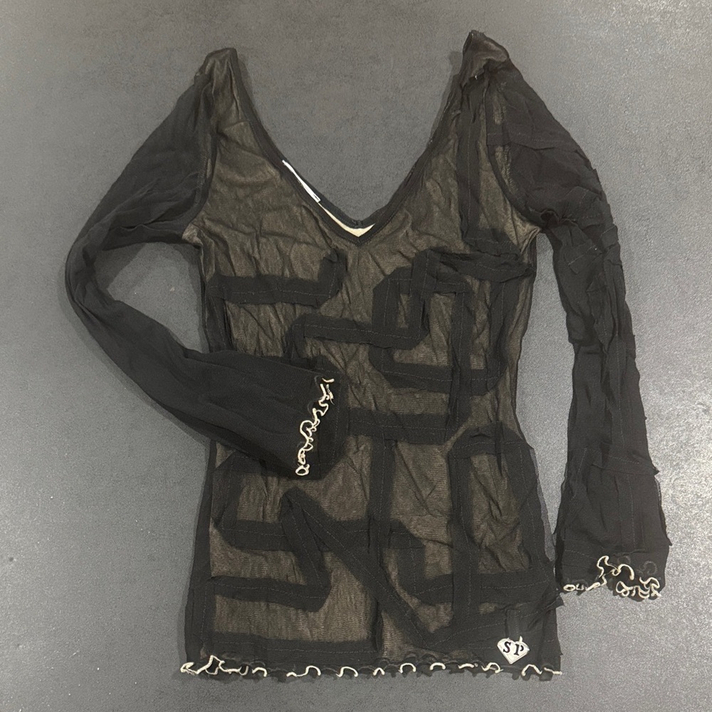 Vintage Black Sheer Top